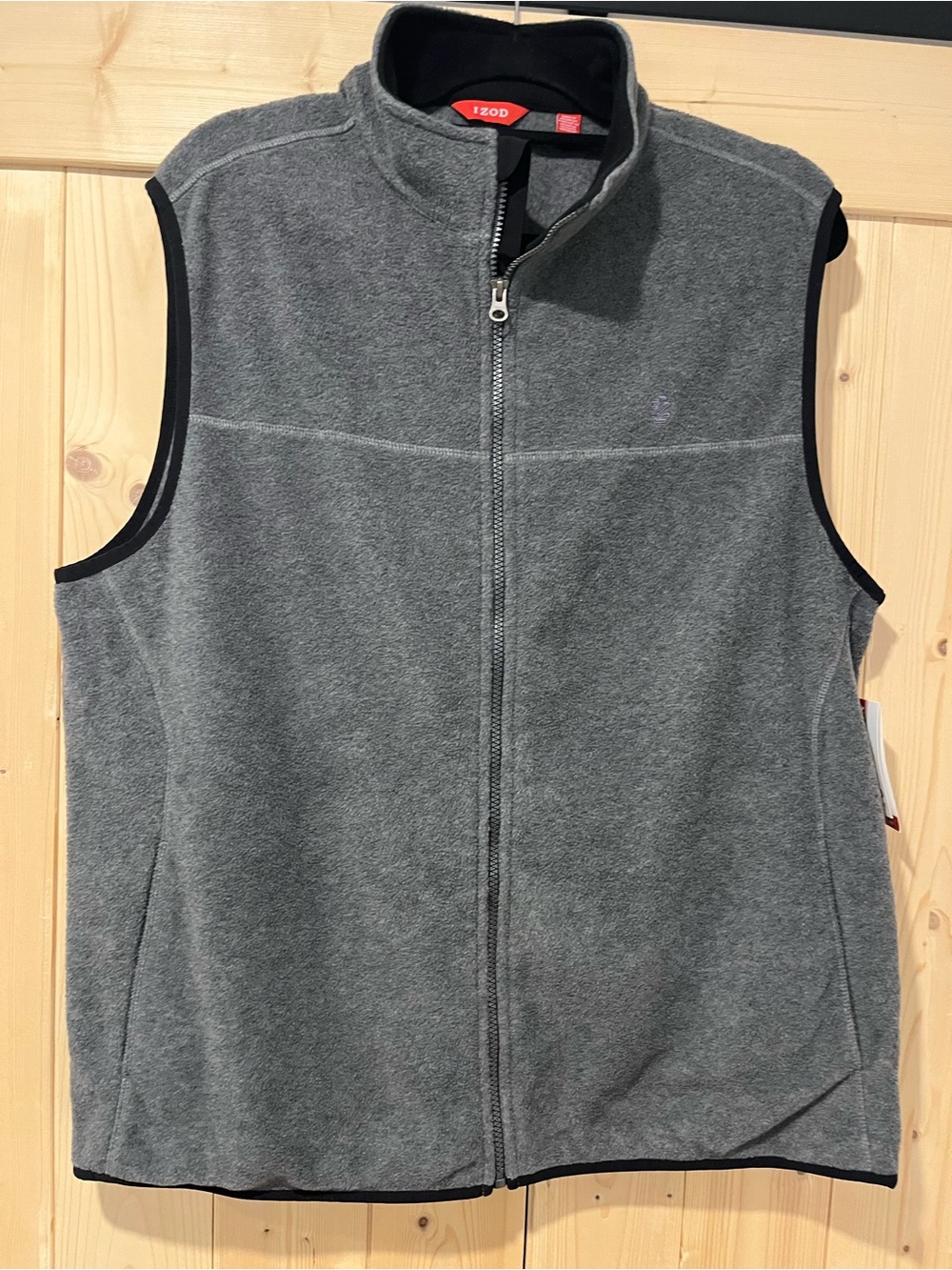 IZOD Men's Carbon Heather Gray Full-Zip Polar Fleece Vest Large NWT